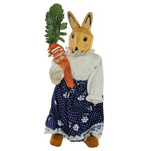 Lotte Sievers Hahn Doll Vintage Bunny Rabbit Wood Carved Germany Holding Carrot